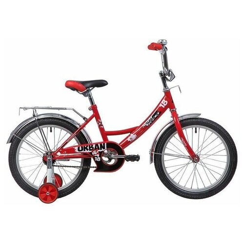 фото Детский велосипед novatrack 18", urban, красный, защита а-тип, тормоз нож., крылья и багажник хром.,