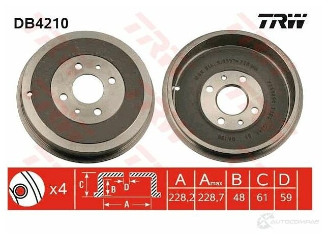 TRW DB4210 барабан тормозной б