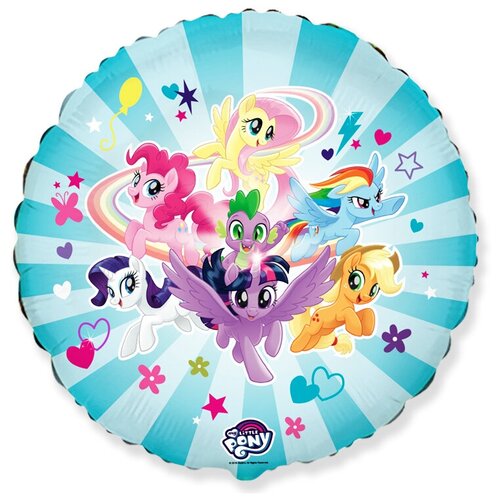 Шар (18''/46 см) Круг, My Little Pony, Дружные Лошадки, Голубой, 1 шт. 10 1 шт новогодние фольгированные воздушные шары