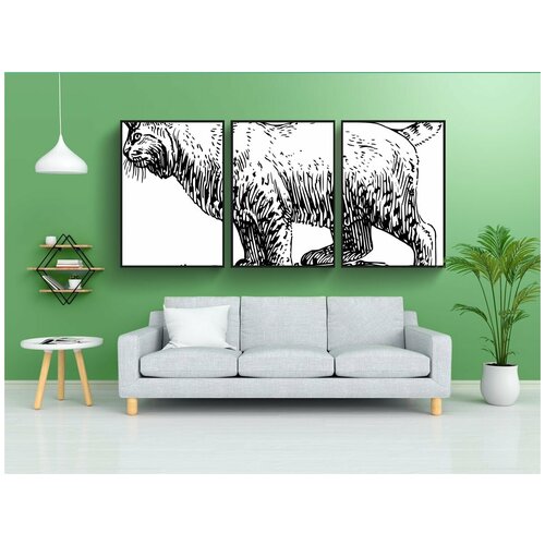 фото Набор модулных постеров для интерьера "кошка, домашний питомец, животное" 60x90 см. в тубусе, без рамки lotsprints