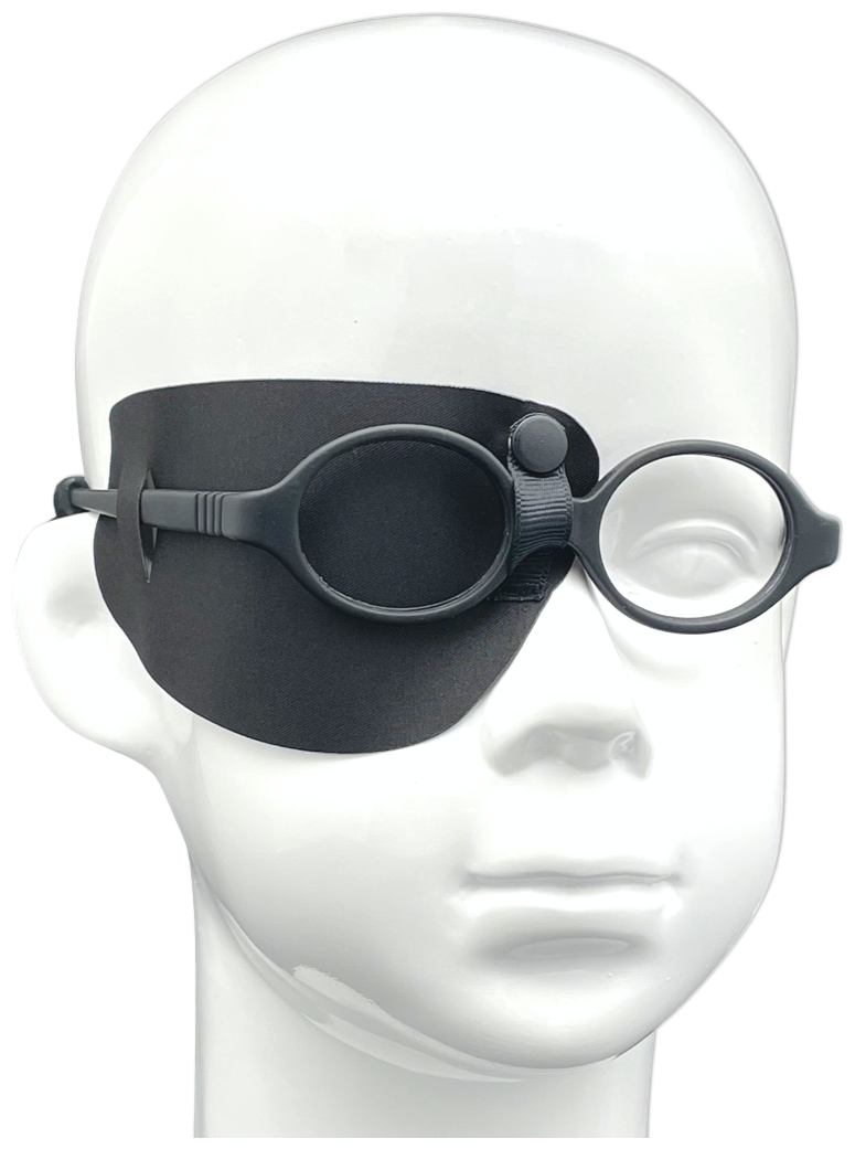 Окклюдер под очки eyeOK черный, для закрытия правого глаза, анатомический, универсальный размер