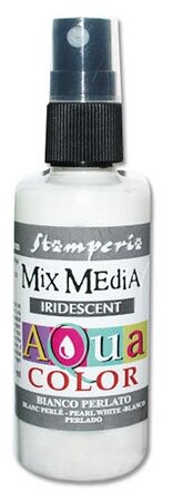 Краска - спрей Aquacolor Spray с переливчатым эффектом для техники Mix Media, 60 мл белый перламутр 60 мл STAMPERIA KAQ019