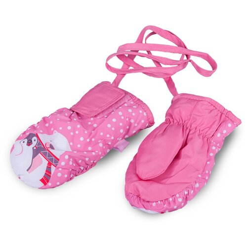 Варежки TuTu для девочек демисезонные, хлопок, подкладка, непромокаемые, размер 14 (2-4), розовый