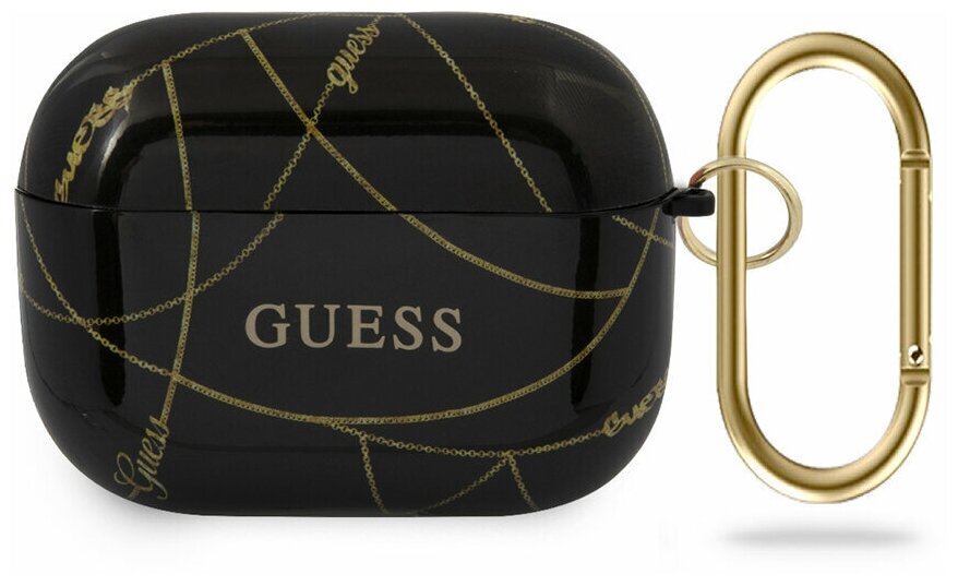 Чехол Guess для Airpods Pro TPU case with ring Chain Black