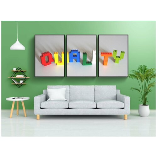 фото Набор модулных постеров для интерьера "качество, lego, письма" 60x90 см. в тубусе, без рамки lotsprints