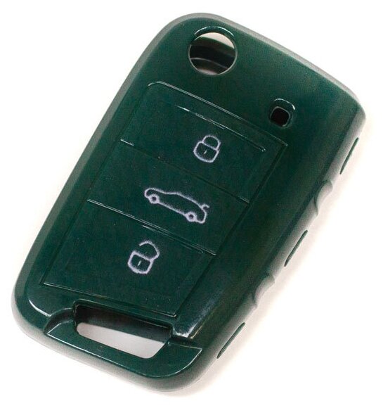 Зеленый чехол на ключ Volkswagen силиконовый №1