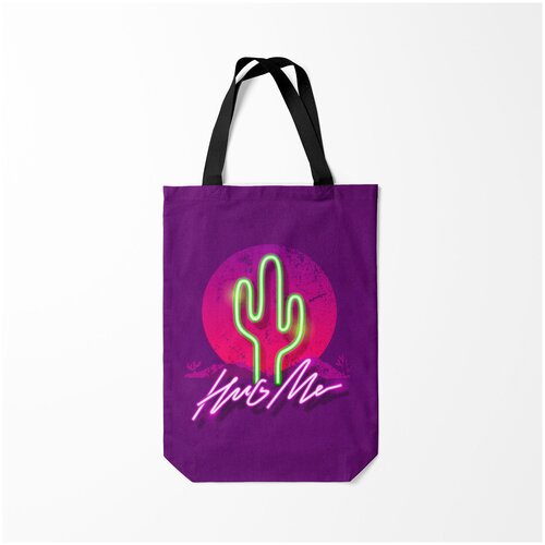 фото Сумка-шоппер / 31х42 см / неоновые принты / надписи hug me burnettie