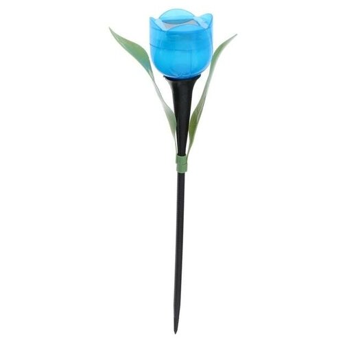 фото Фонарь садовый на солнечной батарее "тюльпан синий" 30.5 см, d-5 см, 1 led, пластик luazon lighting
