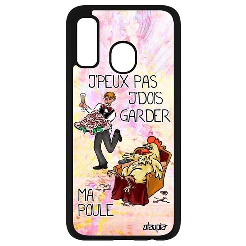 фото Противоударный чехол на телефон // samsung galaxy a40 // "не могу - у меня курица!" принт картинка, utaupia, светло-розовый