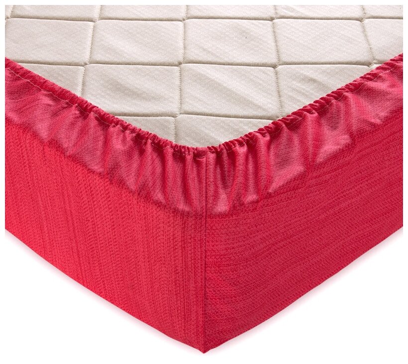 фото Простыня на резинке из перкали "Эко 8 красный" 200х200х25