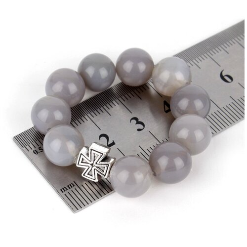 Перстные четки из Агата Серого. 10 зерен. Диаметр 10 мм.