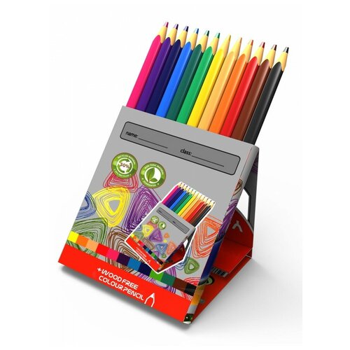 фото Y- plus цветные карандаши пластиковые we- tri 12 цветов, картонный футляр- подставка y-plus