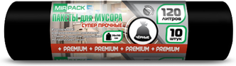 Мешки для мусора MIRPACK Premium+ 120 л, 10 шт., черный