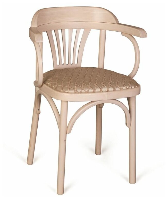 Деревянный стул Венский, беленый дуб, с мягким сиденьем из ткани