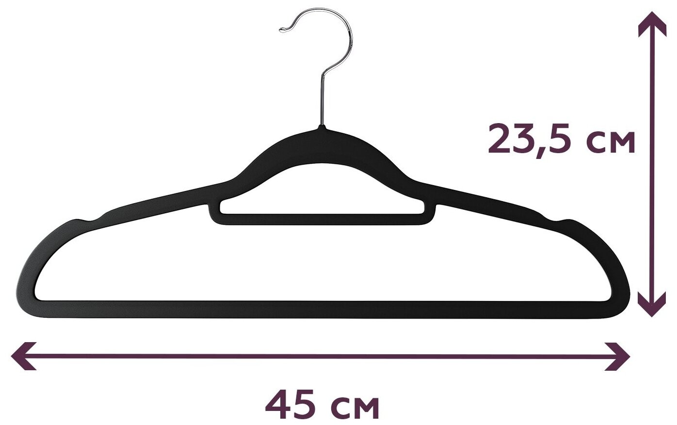 Вешалки-плечики вельветовые Homsu, противоскользящие, набор 20 штук, черные - фотография № 3