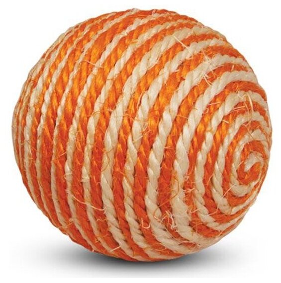 Мячик  для кошек   Triol Шарик из сизаля,  оранжевый/белый