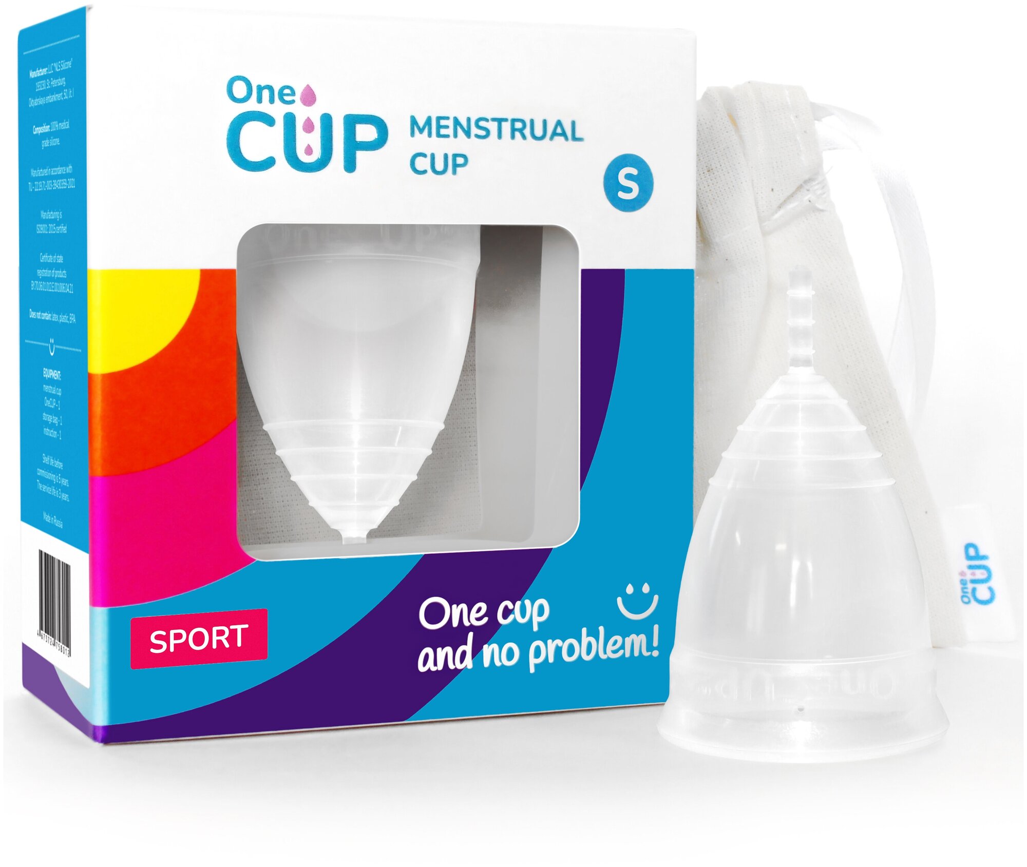 Менструальная чаша OneCUP SPORT прозрачная размер S