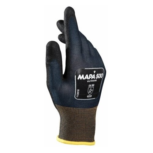 Перчатки текстильные MAPA Ultrane 500, нитриловое покрытие (облив), маслостойкие, размер 10 (XL), черные