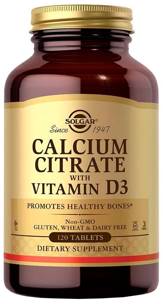 SOLGAR Calcium Citrate with Vitamin D3 (120 )