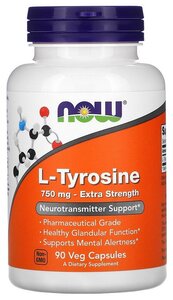 Капсулы NOW L-Tyrosine Extra Strength, 160 г, 750 мг, 90 шт.