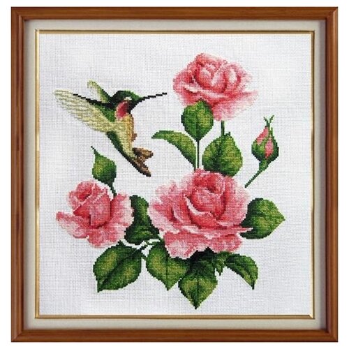фото Набор для вышивания крестом "розы и колибри", 28x28 см, арт. x-924 гобелен классик