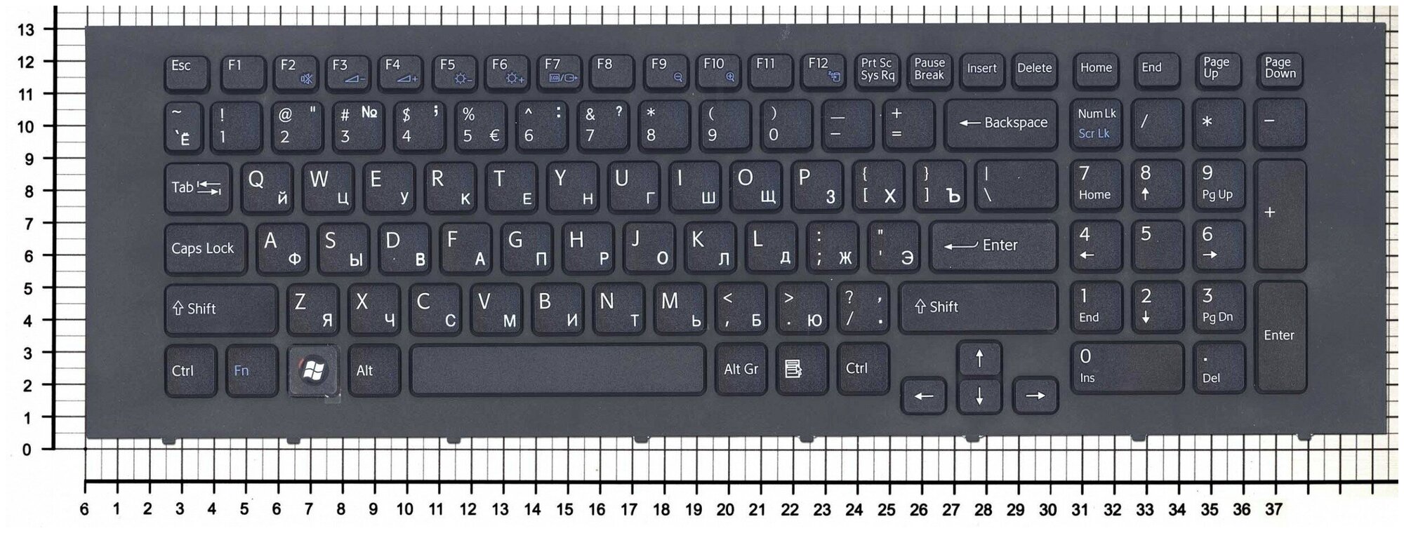 Клавиатура для ноутбука Sony Vaio 148793761 черная с рамкой