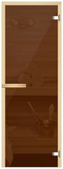 Дверь для сауны АКМА Aspen M 7х19 (бронза, 8 мм, коробка осина, арт. 217M)