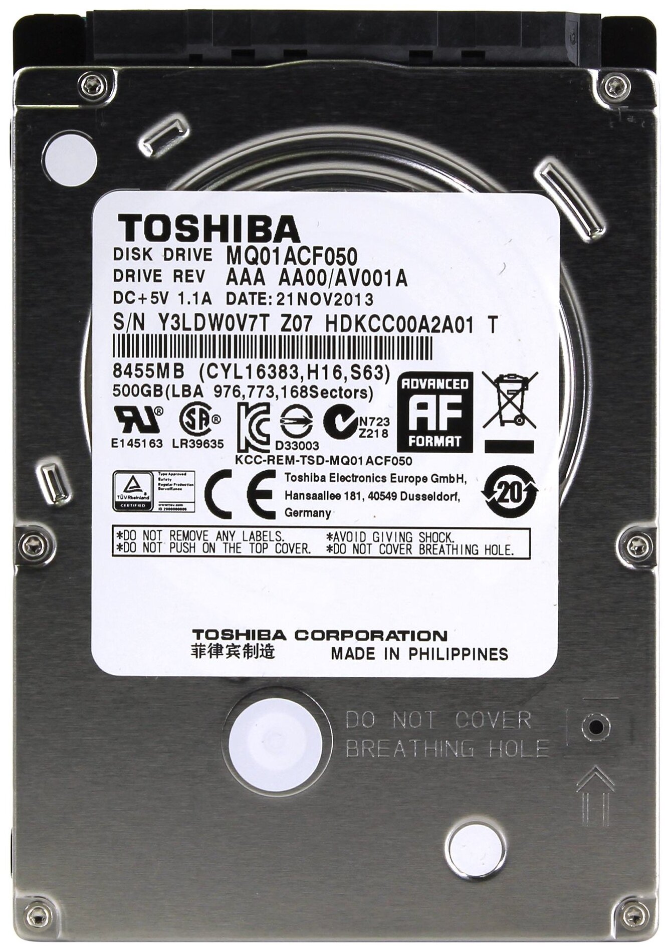 Внутренний жесткий диск Toshiba MQ01ACF050 500 Гб