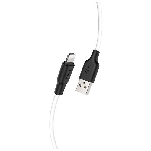 USB кабель Hoco X21 Plus Silicon Lightning, 1 м, черный с белым