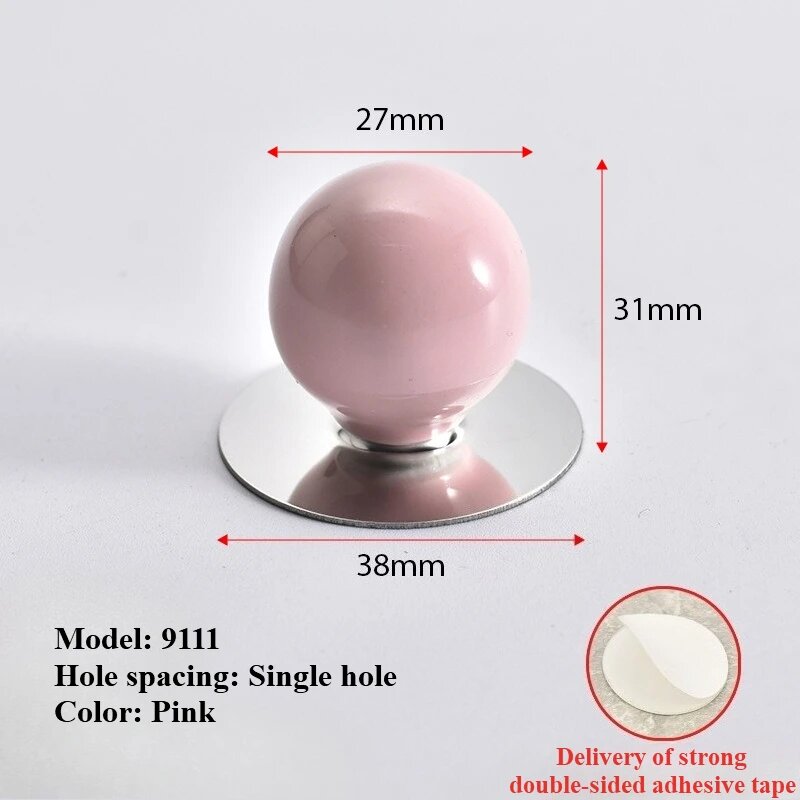Керамические ручки для шкафов Розовый, 9111-pink