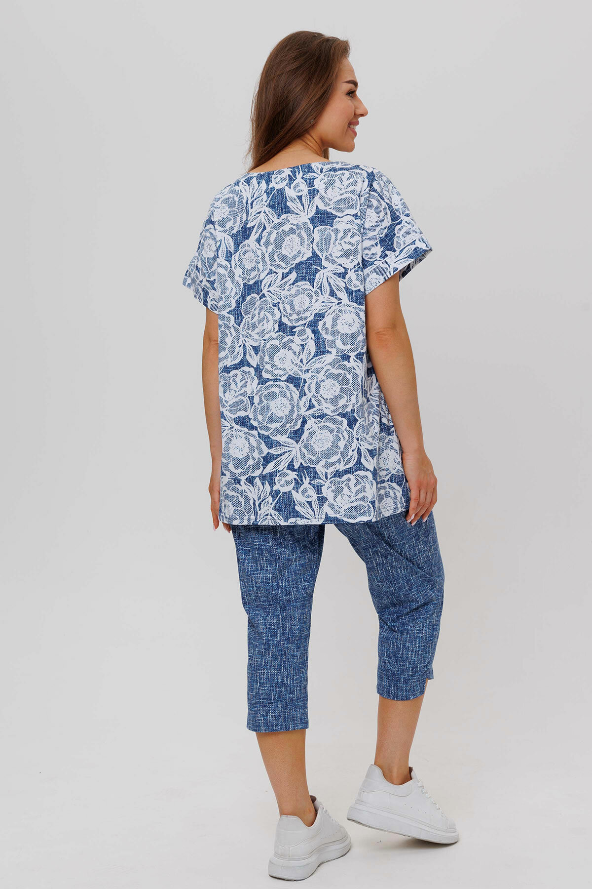 Комплект Modellini, футболка, бриджи, короткий рукав, размер 58, синий - фотография № 16