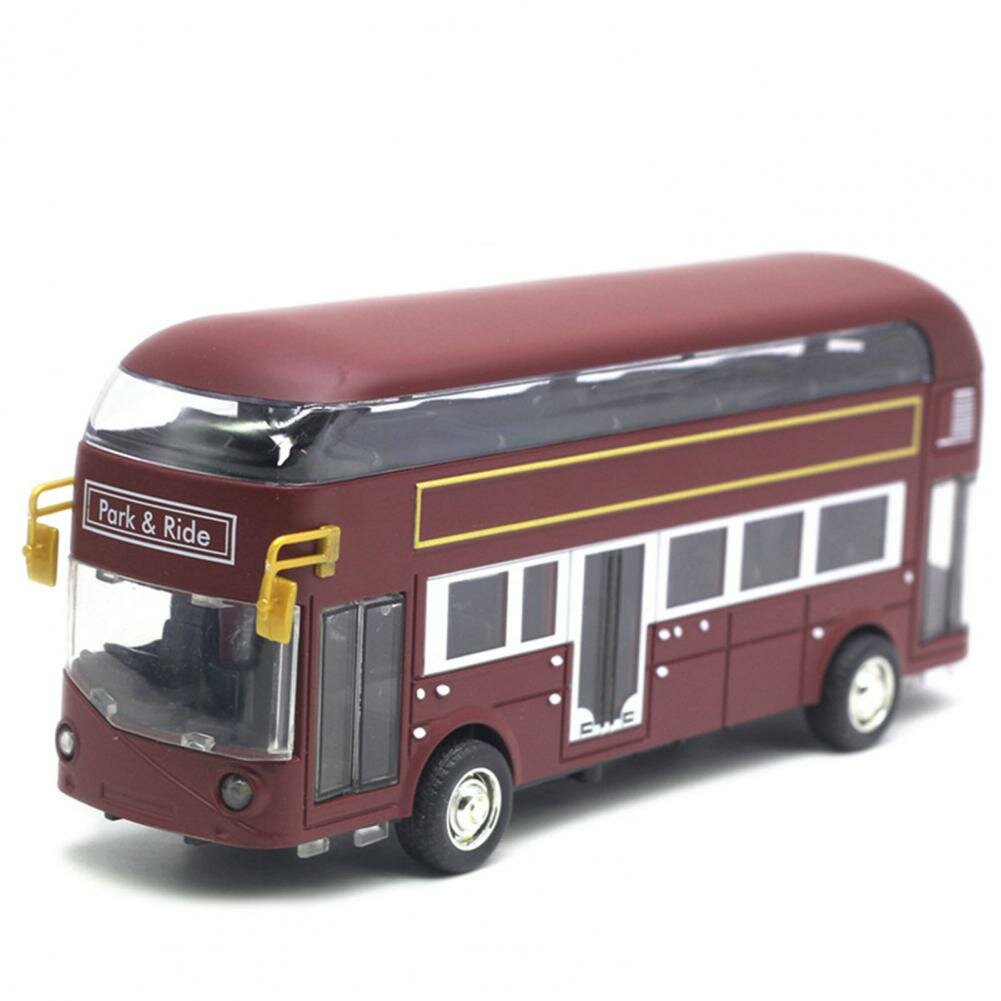 Металлический двухэтажный автобус игрушка Лондонский Винтаж 18 см. Инерционный, свет, звук Красный
