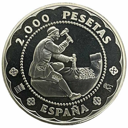 Испания 2000 песет 2001 г. (500 лет монетному двору Сеговии) (Proof)