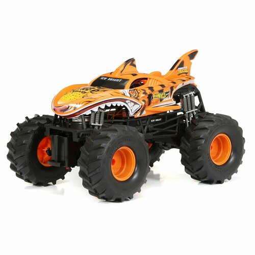 Машина Hot Wheels РУ 1:14 Tiger Shark Monster Truck Оранжевая 61460U машинка на радиоуправлении супер трак амазон