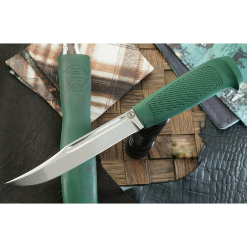 Русский булат нож Финка-042 сталь 95Х18, рукоять резинопластик хаки