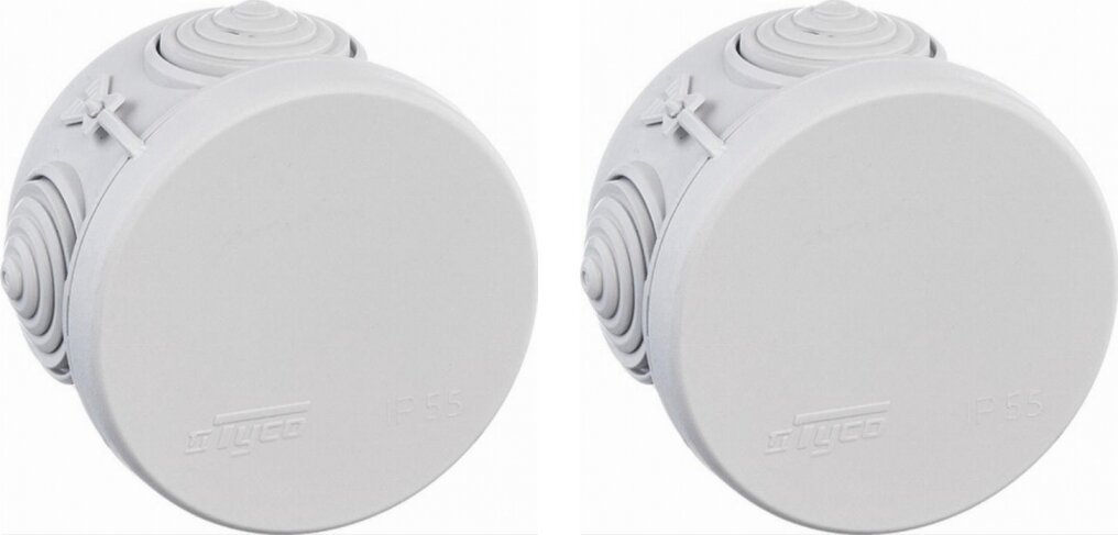 Коробка распределительная Tyco 60x40 круглая 4 ввода для открытого монтажа IP55 (комплект из 2 шт.)