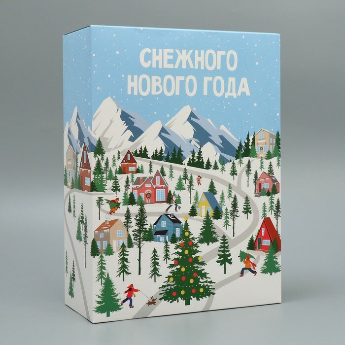 Коробка складная «Снежного нового года» каток 22 × 30 × 10 см