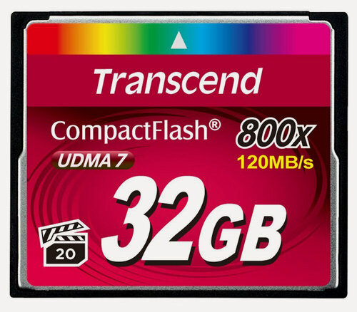 Изображение товара Карта памяти Transcend CompactFlash 32GB 800x, UDMA7, скорость чтения/записи 120МБ/с
