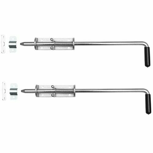 Засов для ворот универсальный 420 мм с пружиной. Круглый шток 12 мм. Комплект из 2-х штук.