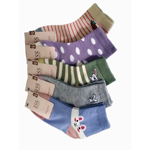 Носки ESS, 5 пар, размер 8-10 лет, голубой, бежевый