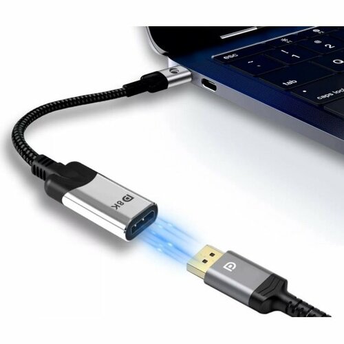 Адаптер USB Vcom 3.1 Type-Cm --> DP A(f) 8K@60Hz, 0.15m , Alum ,