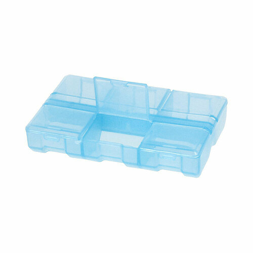 Gamma Контейнер T-178 пластик 9 x 6 x 1.8 см голубой\прозрачный маленькие прямоугольные пластиковые контейнеры для хранения бусин с откидной крышкой для бусин ювелирных изделий берушей 7 3 х4 3 х2 9 см