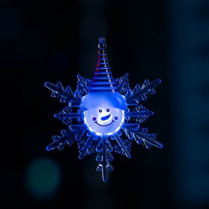 Luazon Lighting Светодиодная игрушка на липучке «Снежинка со снеговиком» 13 см батарейки LR44х3 свечение мульти