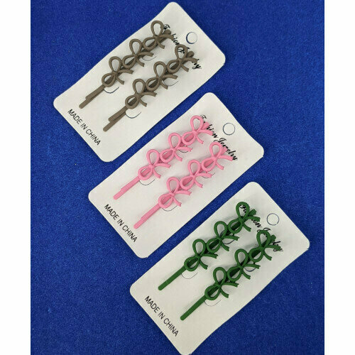 Невидимки для волос Вивея, бантики, 6 см, набор 2 шт