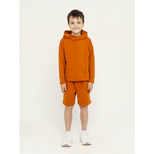 Комплект одежды SovaLina, худи и шорты, повседневный стиль, размер 122, оранжевый