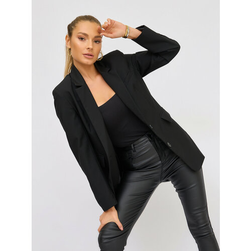 Пиджак BrandStoff, удлиненный, оверсайз, размер 42, черный