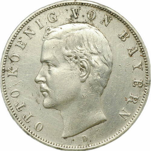 Монета 3 марки 1909 D Бавария Германия клуб нумизмат монета 3 марки бадена 1909 года серебро гроссгерцог фридрих ii