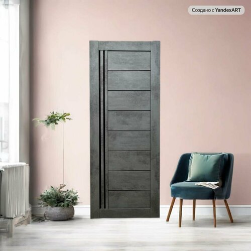 Межкомнатная дверь М58 Бетон темный 80x200 (Комплект вместе с фурнитурой)