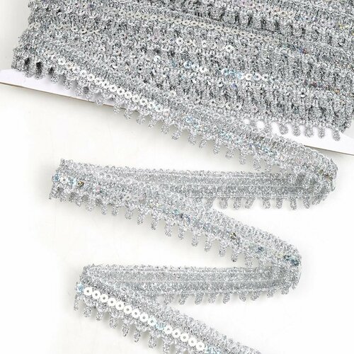 Тесьма отделочная металлизированная шир27 мм цв серебро 137 метров 849₽