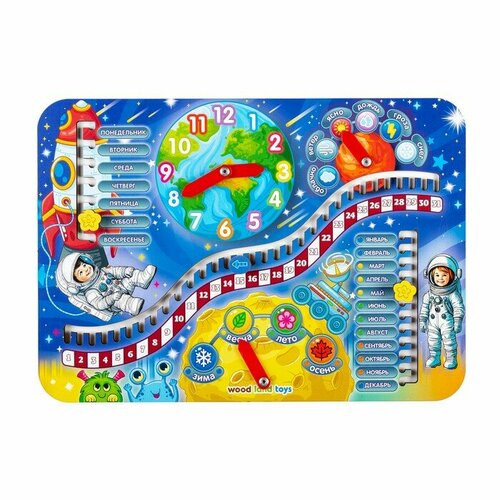 WoodLand Toys Обучающая игра Часы-календарь Космос 790₽